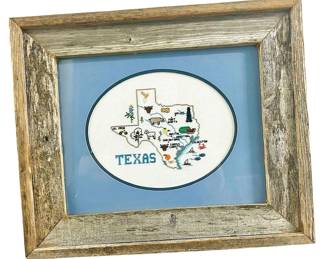 Texas Themed Framed Cross Stitch
