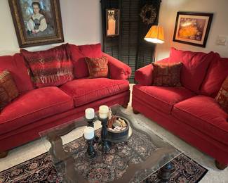 Flex steel corduroy couch & love seat