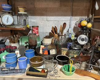 assortment of vintage kitchen items