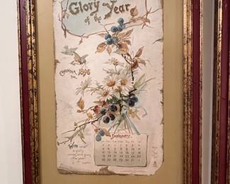 1896 calendar each month individually framed sold as a set of 12