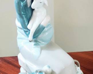 LLADRO - GIRL WITH LAMB, PUPPY & BASKET