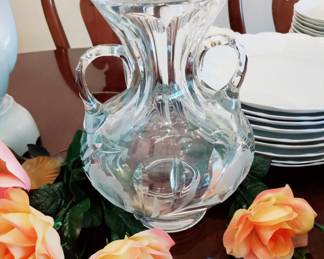 ETCHED CUT GLASS VASE