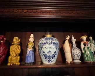 Carolina Tobacco jar and porcelain figurines
