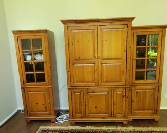 Complete Cabinet all three 3 Units Entertainment Center Three Parts - Center TV Cabinet - Two Side Cabinets Not Connected/Attached $174.99