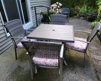 Table and 4 Chairs $174.99 Umbrella Stand $44.99