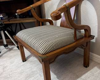 Unique Curved Accent Chair / brass accents