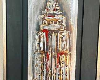 Tall metal skyscraper art work