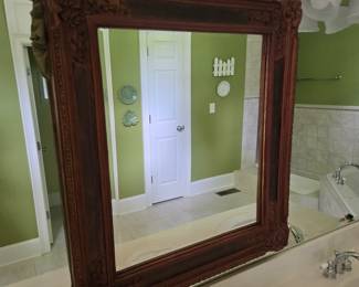 Solid wood framed beveled mirror