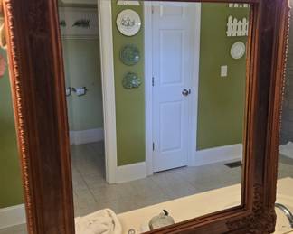 Solid wood framed beveled mirror