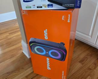 Samsung Blu-ray player & groove onn. party speaker IPX4 wireless Bluetooth