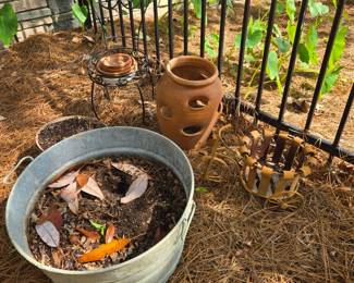 Galvanized steel, clay, terracotta, wrought iron