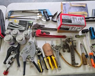 Pipe wrenches, cutters, puller set & more
