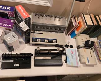 Ibico Kombo punch & binder, clix 7 hole punch, Master Prod. 3 hole punch & paper shredder