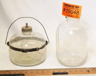 Antique Glass Jar 1920s Stove Oil Kerosene Holder pot