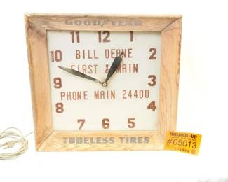 vintage Goodyear Tubeless Tires Advertising Clock