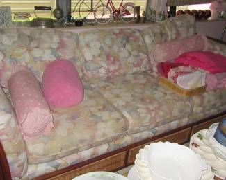 Steffans bamboo sofa with wicker accents