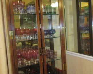 Steffans glass cabinet full of 