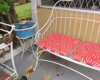 Steffans iron loveseat, iron tea cart, chairs and more