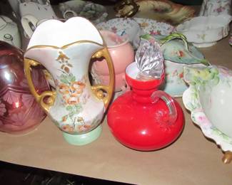 Steffans glass egg hand painted bowl and more