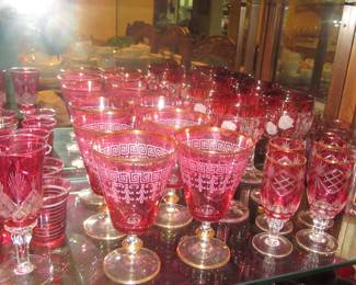 Steffans red cut to clear etched glasses and more