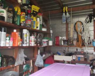 Steffans shed with paint tools and more