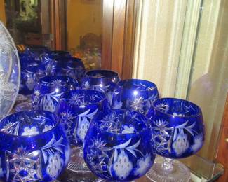 Steffans set of cobalt cut to clear snifters