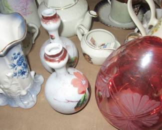 Steffans hand painted vases pitchers and mroe