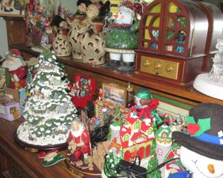 Steffans xmas with more porcelain trees and mechanical xmas