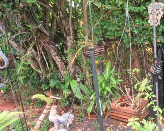 Steffans orchids baskets plants hangers yard art victorian style garden fence