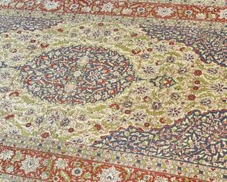 HANDWOVEN HEREKE SILK RUG 4X7'. APPRAISED FOR $3,200.