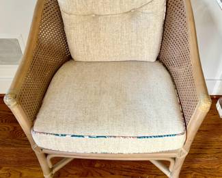 PAIR OF BROWN JORDAN RATTAN CHAIRS.
