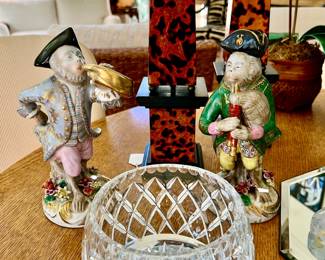 ITALIAN WOOD FAUX TORTOISE OBELISKS, MONKEYS AND CRYSTAL!