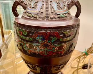 CHAMPLEVE CHINESE LAMP.