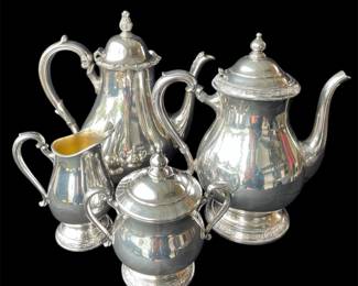 Silver Plate Teapots * Creamer and Sugar Bowl