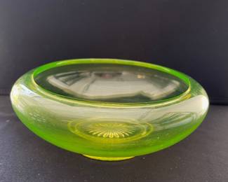 Yellow Vaseline Uranium Glass Small Bowl