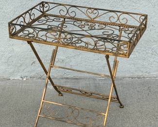 Wrought iron folding tray