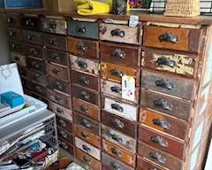Apothecary cabinet w/ 60 drawers. Excellent timeless piece. All wood. VERY heavy