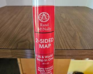 193 RandMcNallyLaminated2SidedMapUSWorldMap