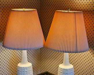 91 PairOfWhiteMCMTableLamps