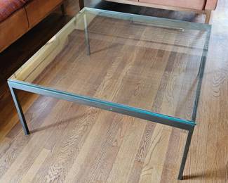 3 HugeBronzeToneMetalFrameGlassTopCoffeeTable