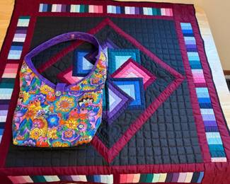174 PinwheelWallhangingCatQuiltedShoulderBag