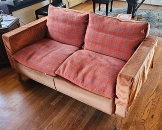 7 MCMCustomMadeOrangeVelourLoveseat