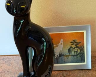 150 1960sBlackCatCeramicStatue