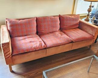 5 MCMCustomMadeOrangeVelourCouch