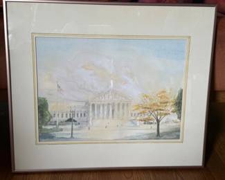 194 TheWhiteHouseInFallWatercolorbyRadcliffe