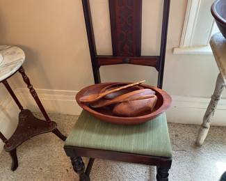 Vintage solid salad bowl with individual bowls