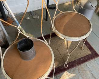 Two of four ice cream parlor chairs.