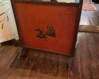 Vintage wooden fireplace screen