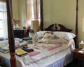 Beautiful bed with miscellaneous items