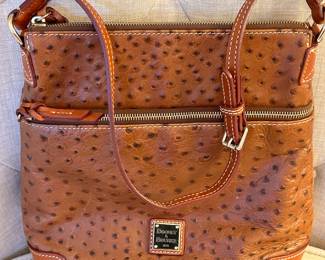 Dooney & Bourke Gretta Lola Crossbody Bag in Brown Ostrich-Embossed Leather